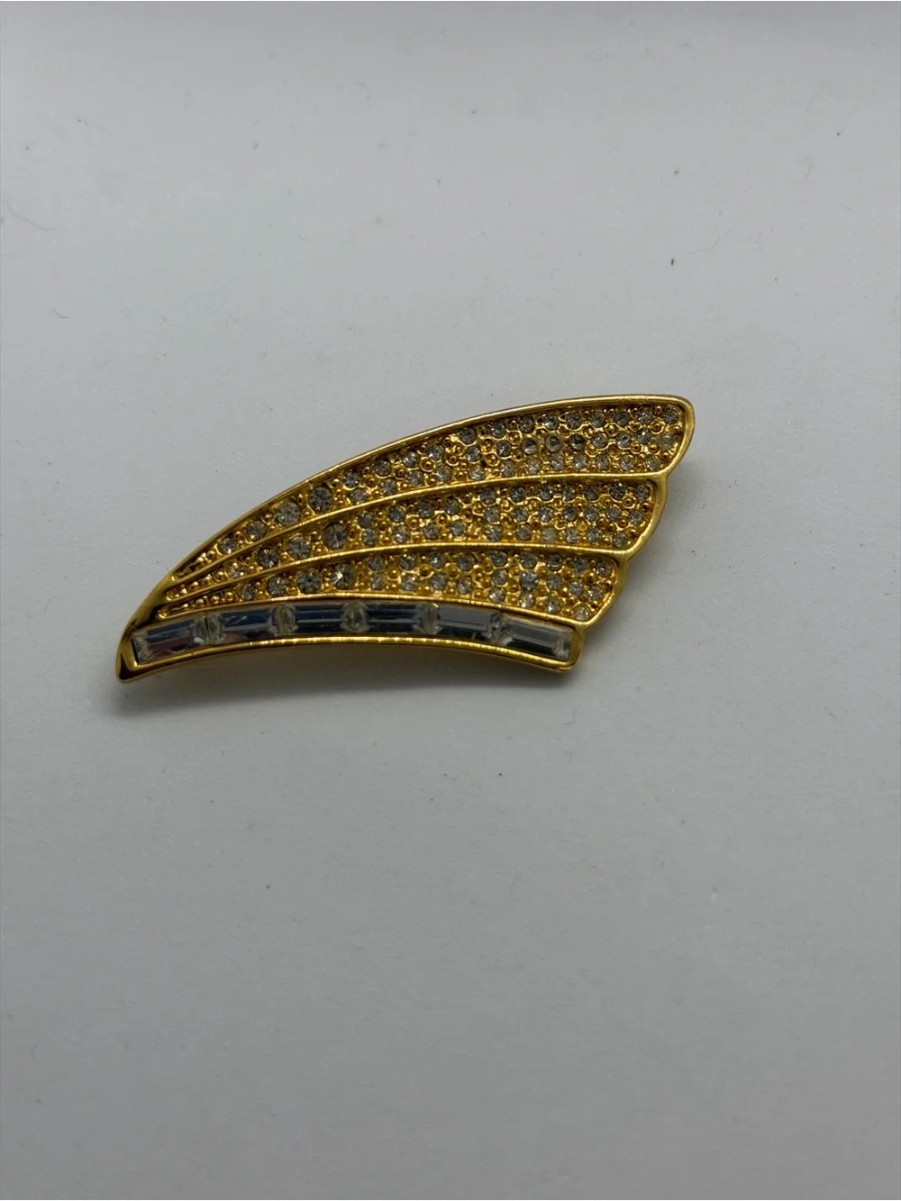 Vintage Gold-Tone Crystal Wing Brooch - Women's Jewelry